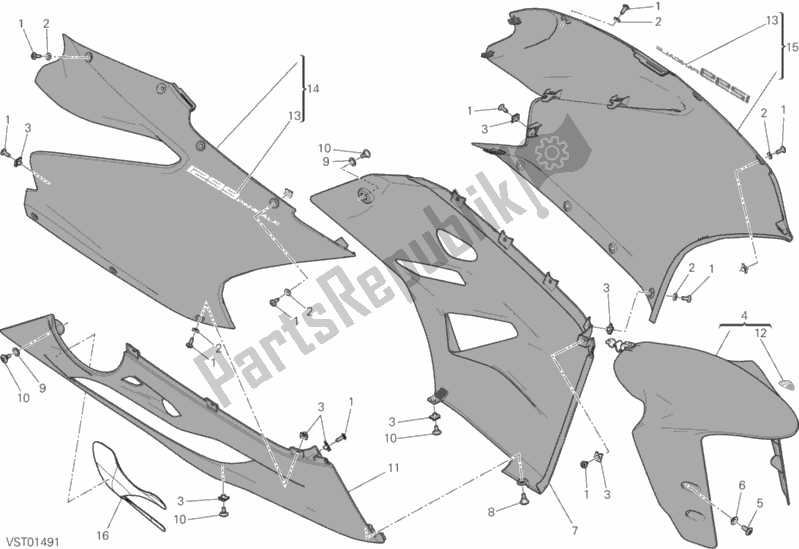 Toutes les pièces pour le Carénage du Ducati Superbike 1299 ABS Brasil 2016
